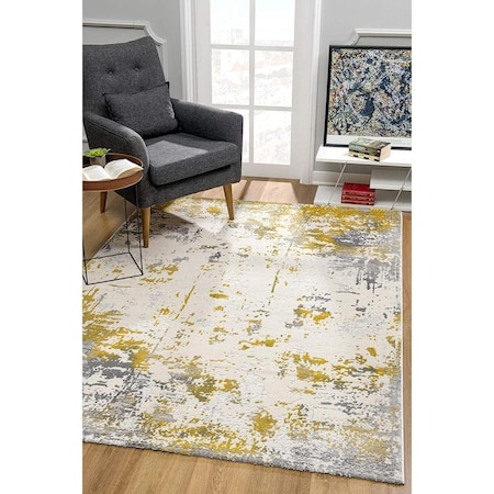 Homeroots 8 x 11 ft. Gold & Gray Abstract Area Rug 390511